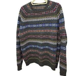 J.Crew Lambswool Fair Isle Crewneck Sweater Multicolor Mens XL  Classic heritage